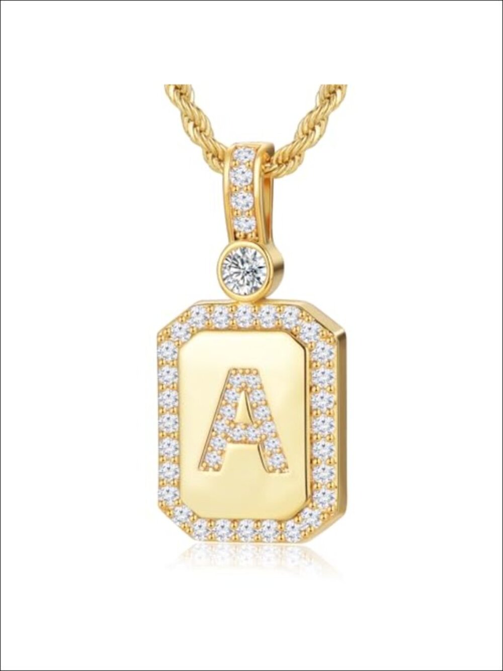 24K Gold Filled Womens Initial Pendant Necklace 18" S925 Sterling Silver 5A CZ